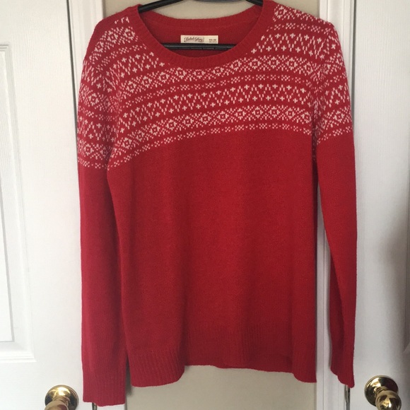 Red & white cozy holiday layering sweater - Picture 6 of 8